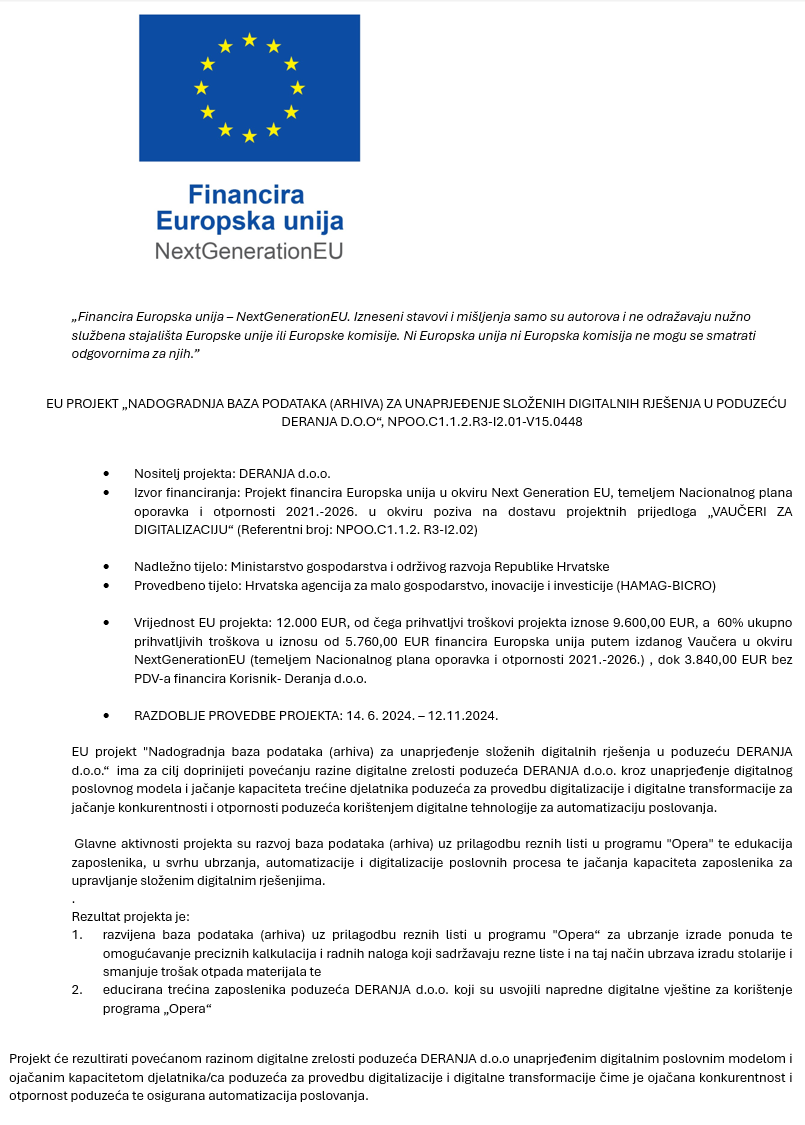 Vaučer EU projekt- Deranja